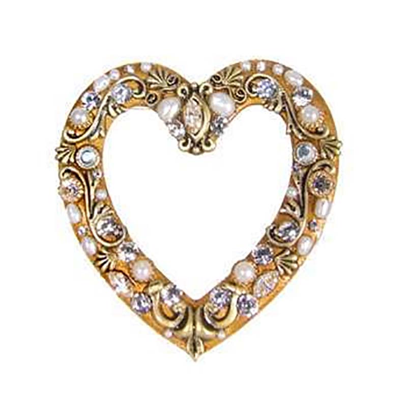 Gold and Pearl Heart Brooch