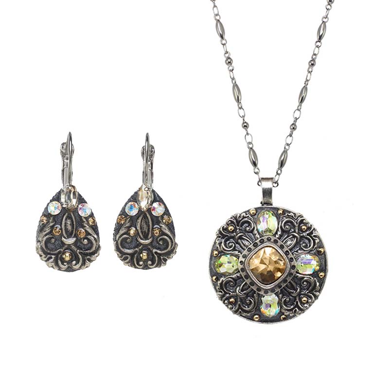 Cosmic Crystal Necklace and Earrings Set