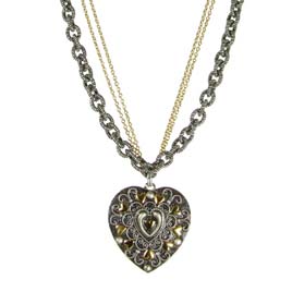 Metallika Large Heart Necklace on Double Beaded Chain