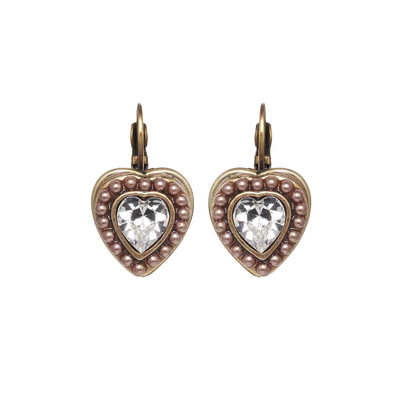 Small Gold and Pearl Heart Earrings