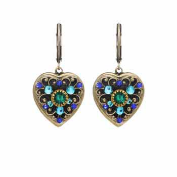 Peacock Heart Earrings