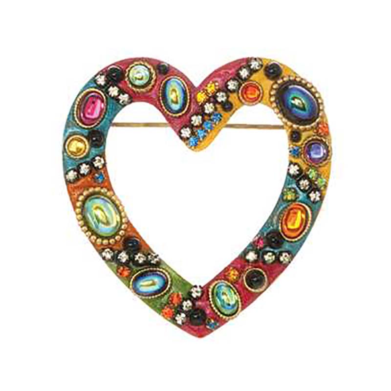 Multicolor Mosaic Open Heart Pin