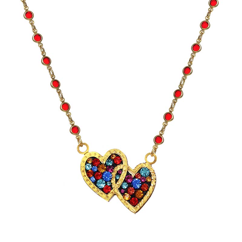 Cosmic Crystal Double Heart Necklace