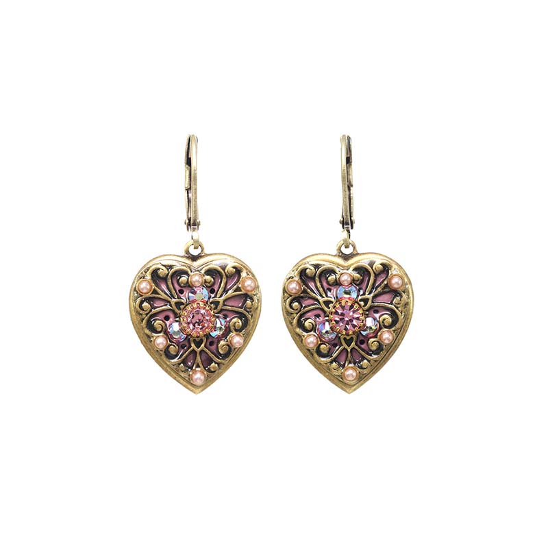 Small Rose Gold Filigree Heart Earrings