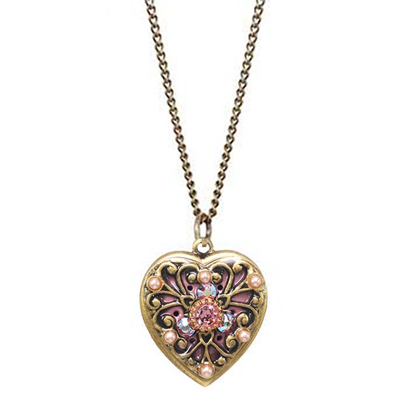 Gold Rose Gold Filigree Heart Necklace