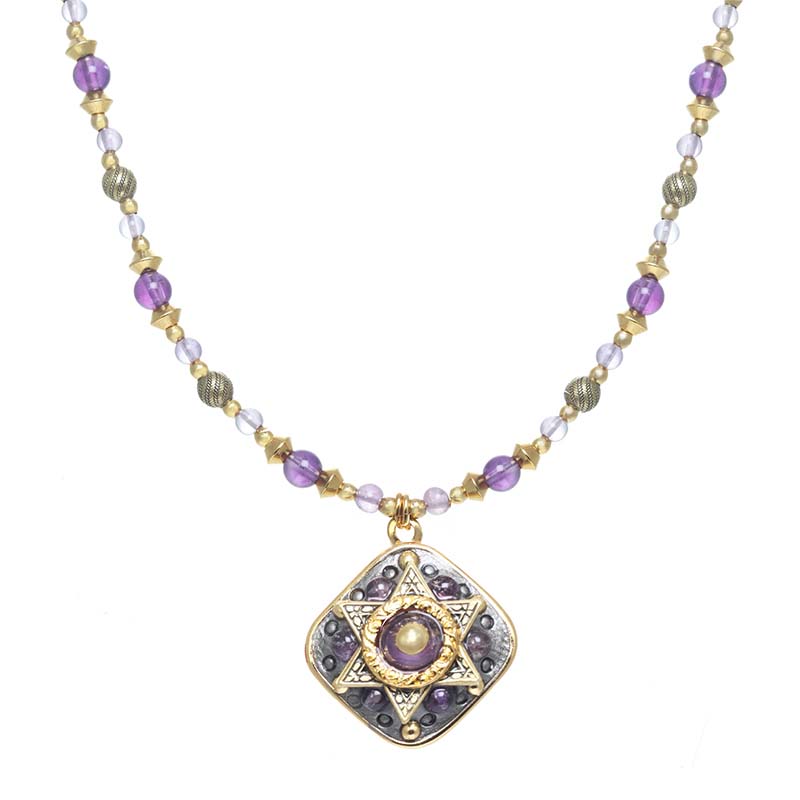 Purple Star of David Diamond Necklace