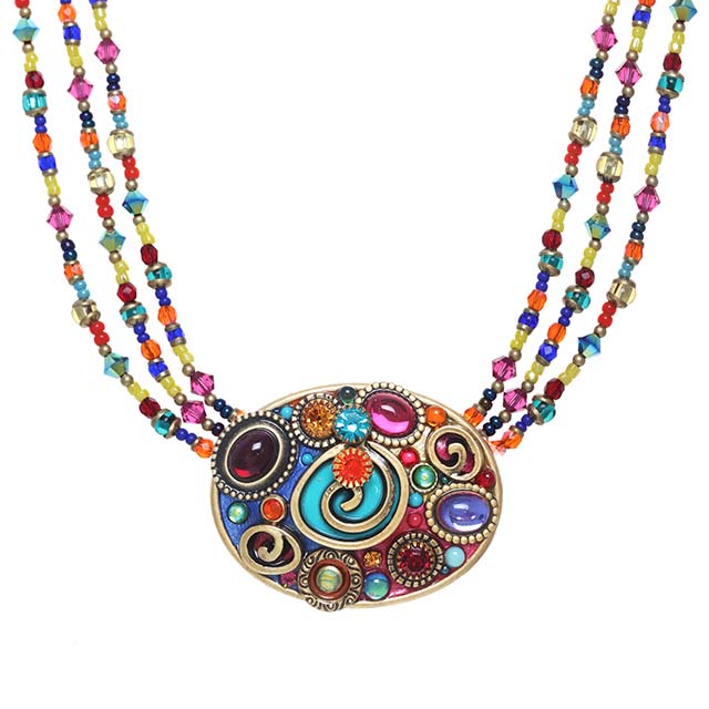 Confetti Triple Beaded Oval Statement Necklace