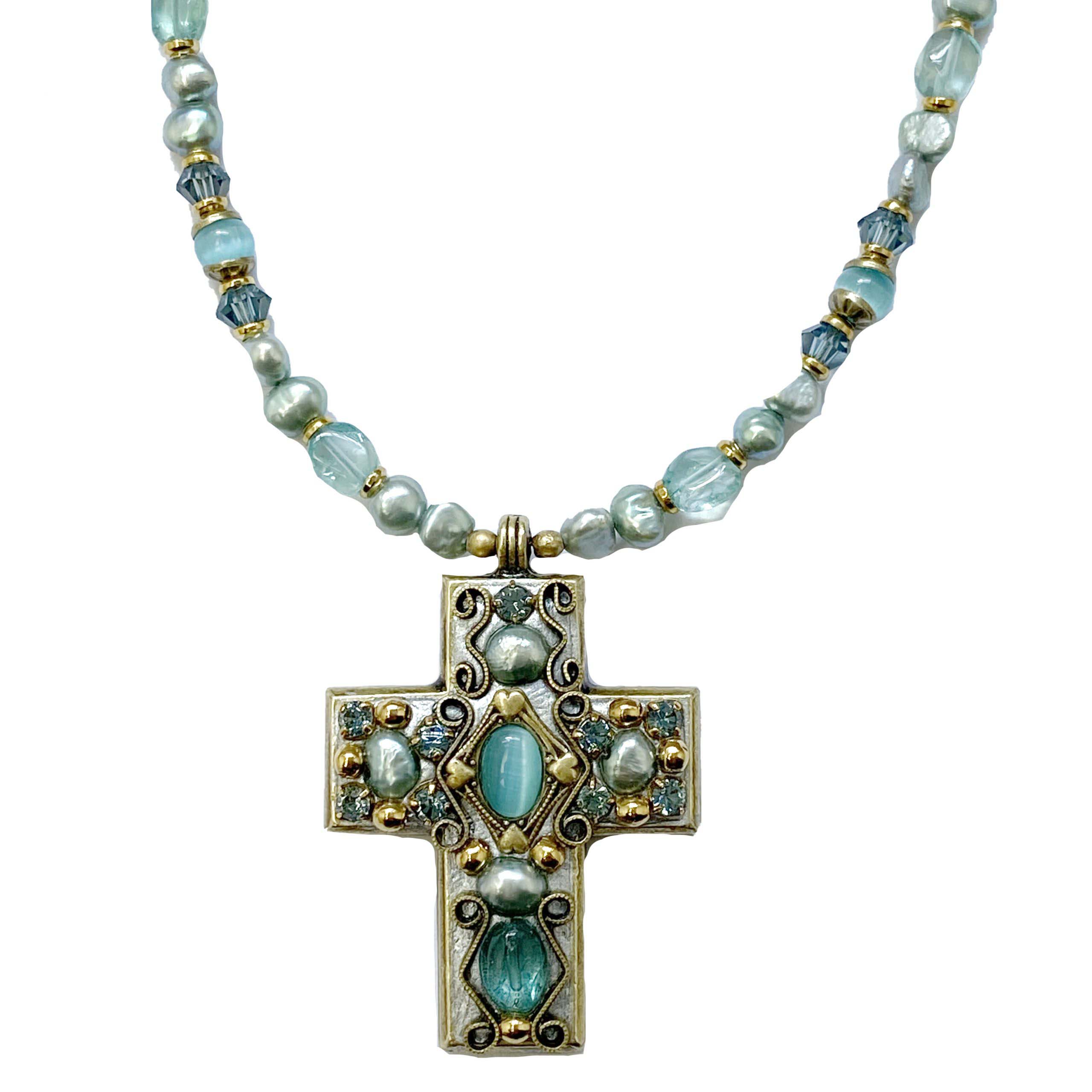 Pacific Opal Cross Necklace