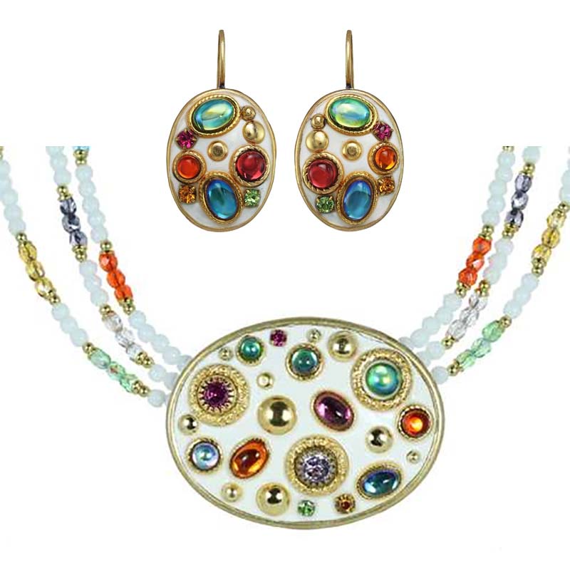 Aurora Oval Necklace and Earrings Set