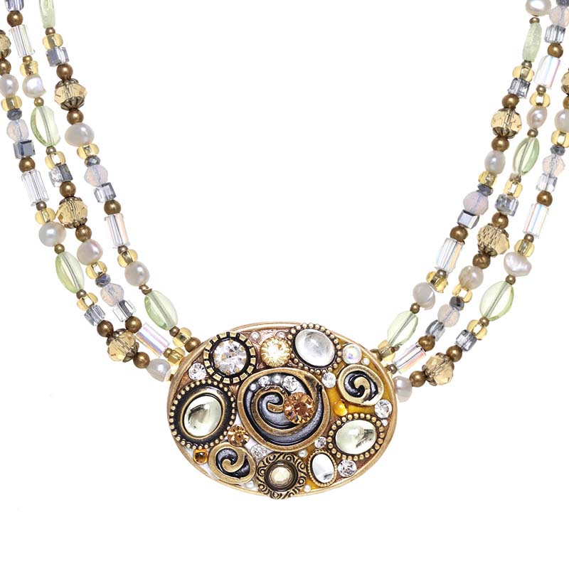 Champagne Oval Beaded Necklace
