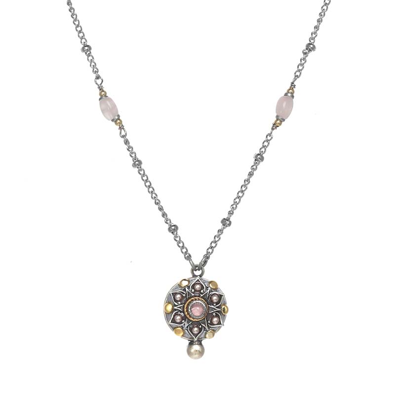 Rose Quartz Small Circle Necklace