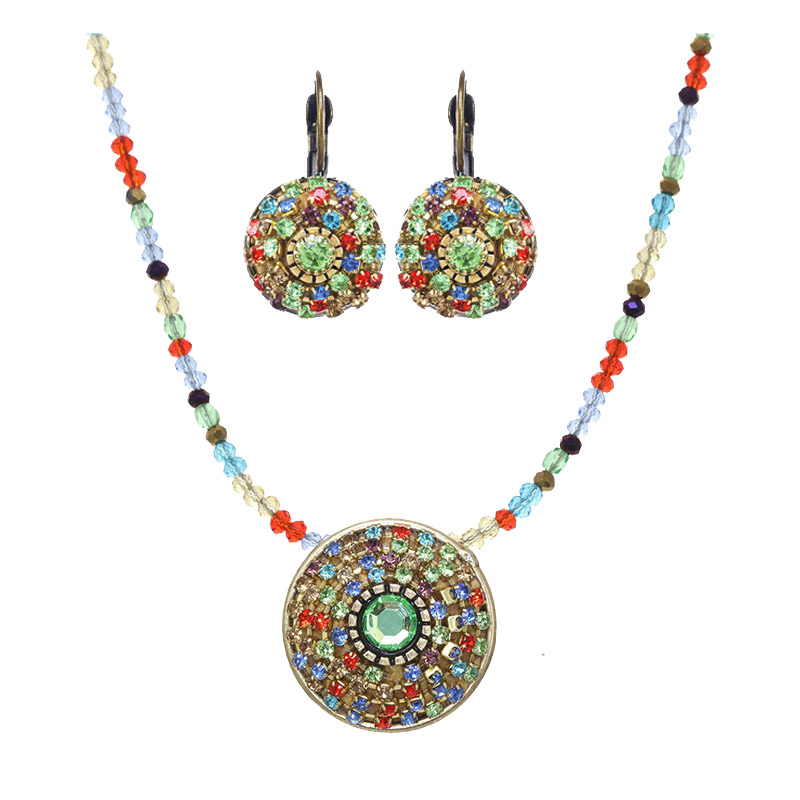 Crystal Pinwheel Necklace and Earrings Set
