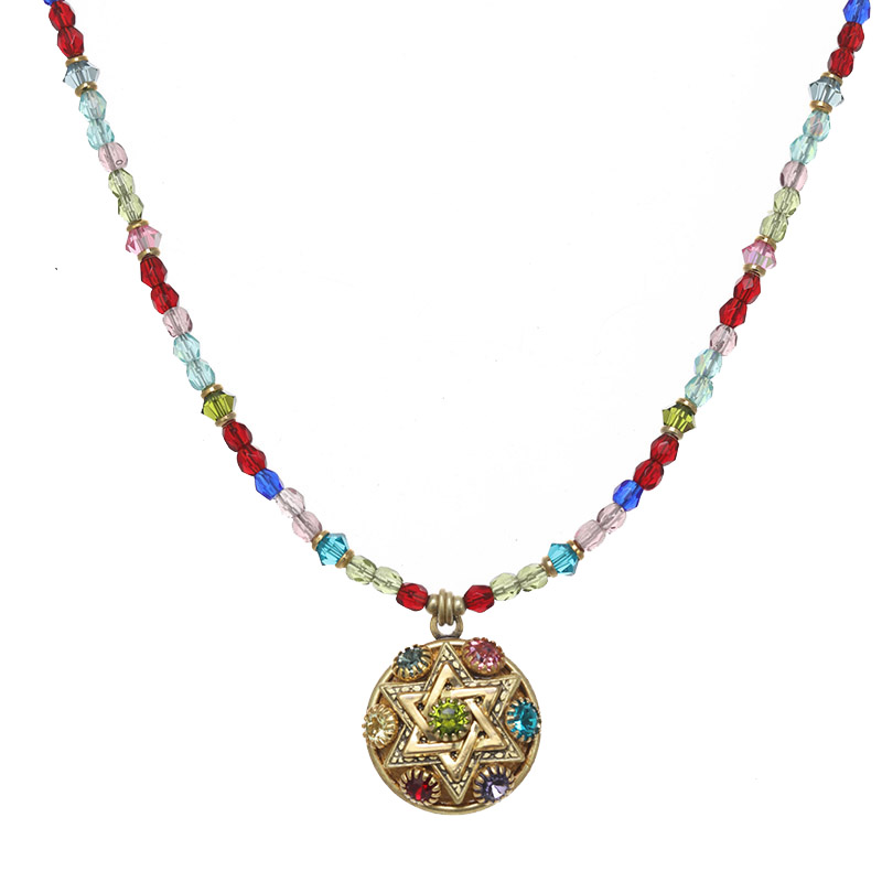 Multicolor Star of David Crystal Necklace