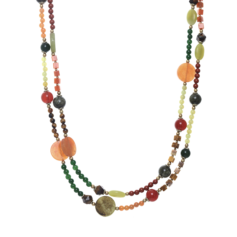 Evergreen Long Beaded Necklace