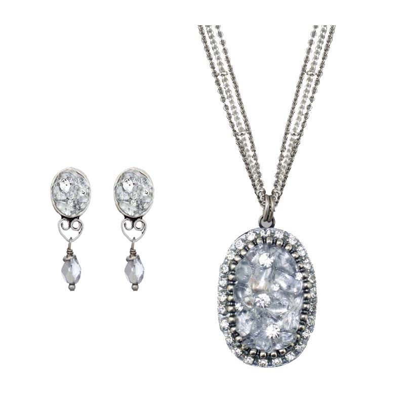 Icy Dreams Oval Necklace and Earrings Set
