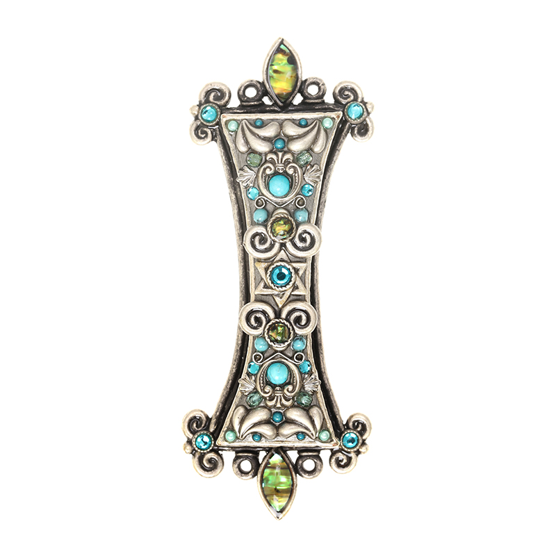 Abalone and Turquoise Star of David Abstract Mezuzah
