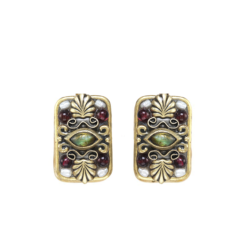 Victorian Rectangle Post/Clip Earrings