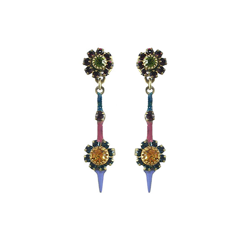 Floral Crystal Spike Earrings