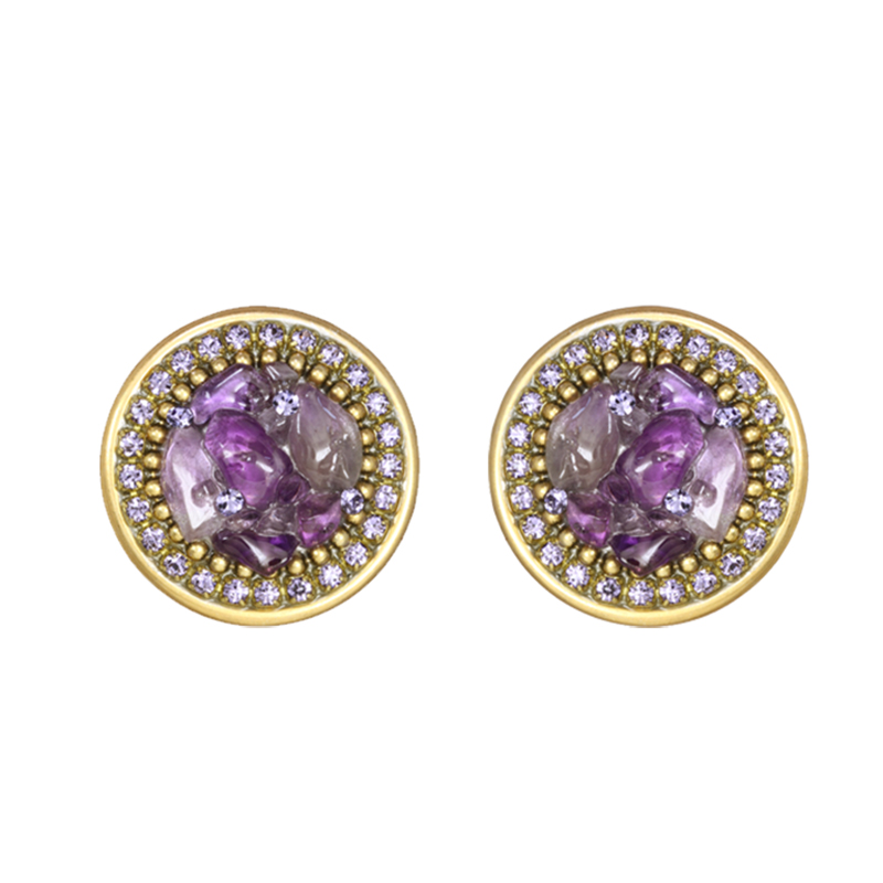 Violet Circle Post Earrings