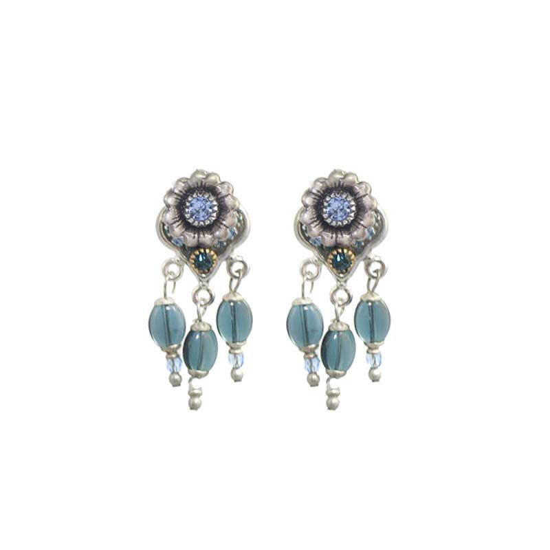 Blue Frost Dangle Stud Earrings