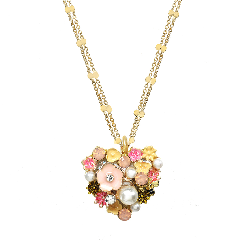 Spring Bouquet Heart Necklace