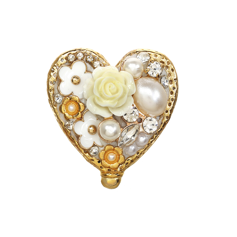 Frosted Bouquet Heart Brooch