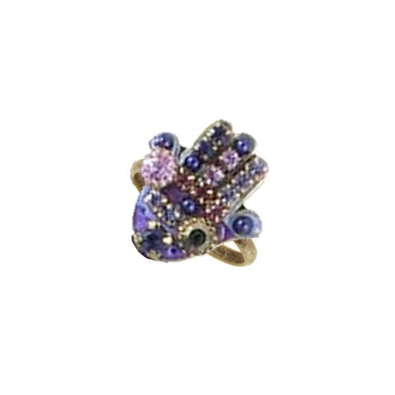 Purple Mosaic Hamsa Ring