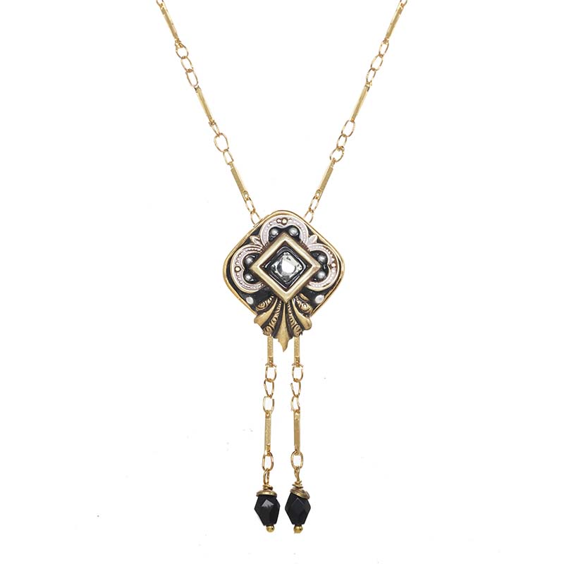 Black Crystal Bloom Necklace