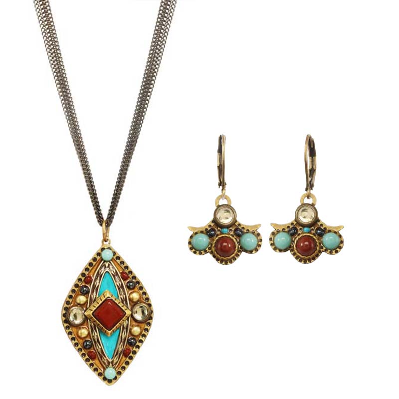Southwest Diamond Necklace & Earrings Set