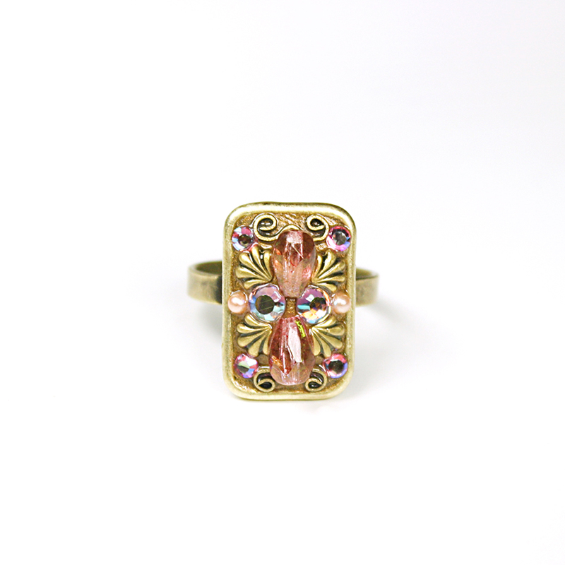 Pink Crystal Rectangle Ring