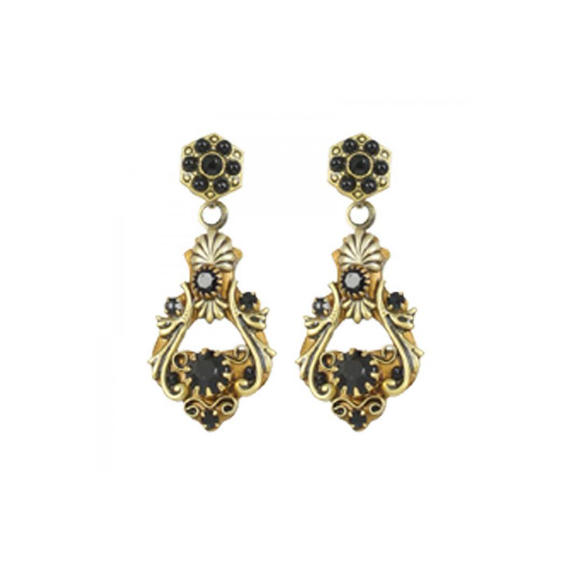 Black and Gold Chandelier Earrings