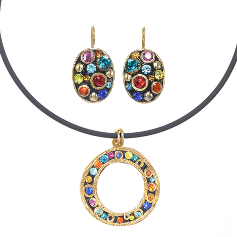 Cosmic Round Necklace & Earrings Set
