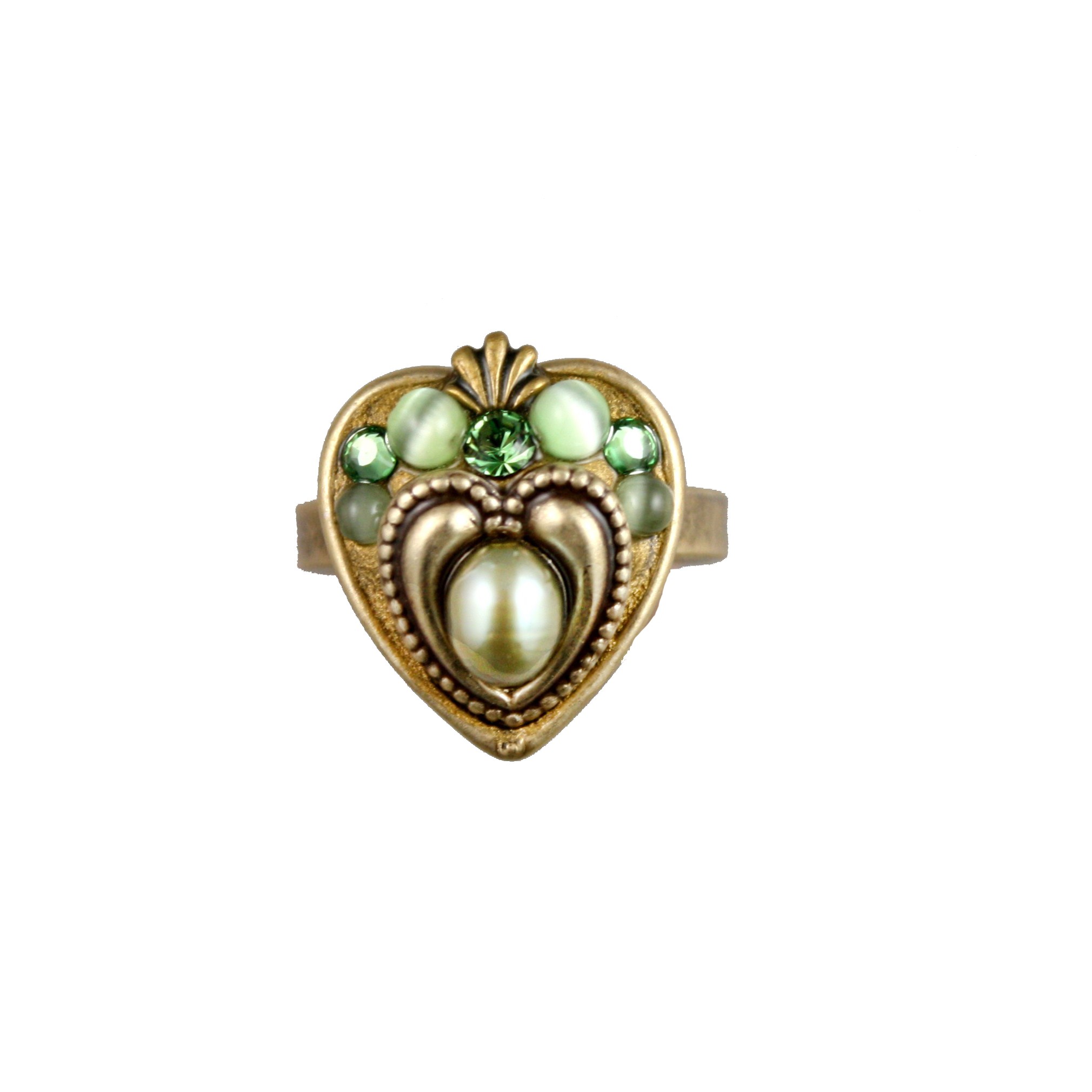 Green Crystal Heart Ring