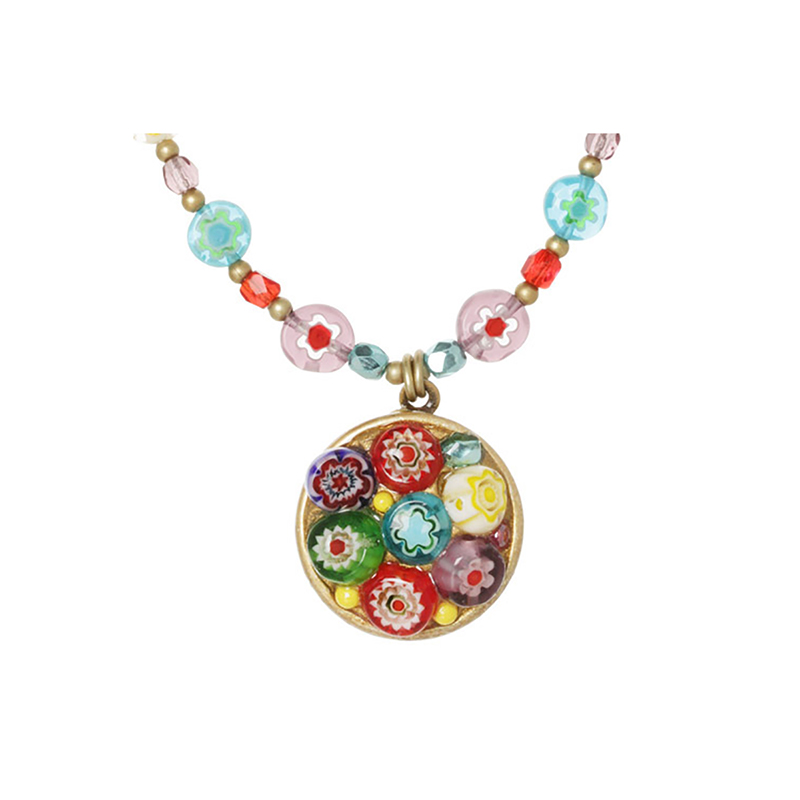 Millefiori Bead Small Circle Necklace