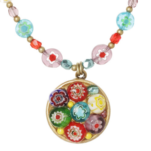 Millefiori Bead Small Circle Necklace