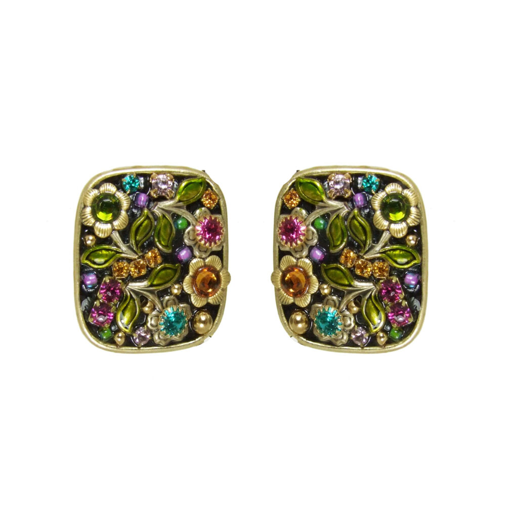 Rectangular Rounded Earrings Midnight Garden Rounded Rectangle Earrings | Michal Golan