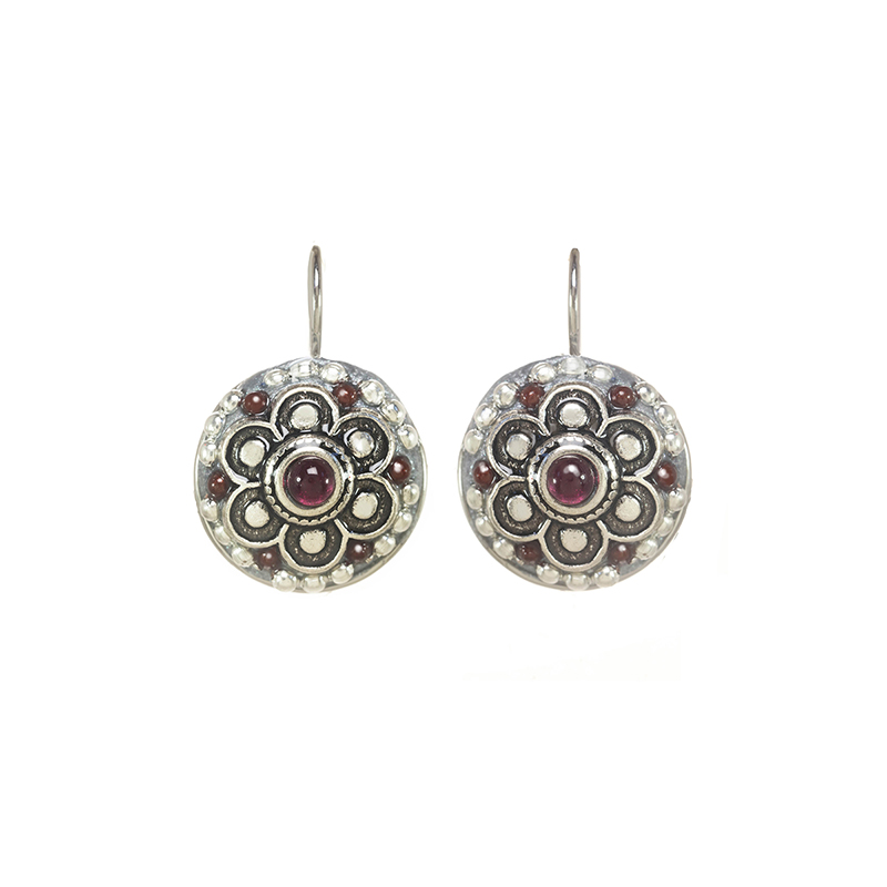 Medieval Garnet Circle Earrings