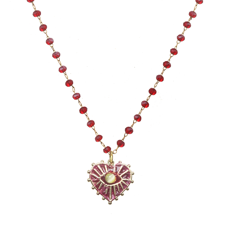 Red Heart Eye Necklace