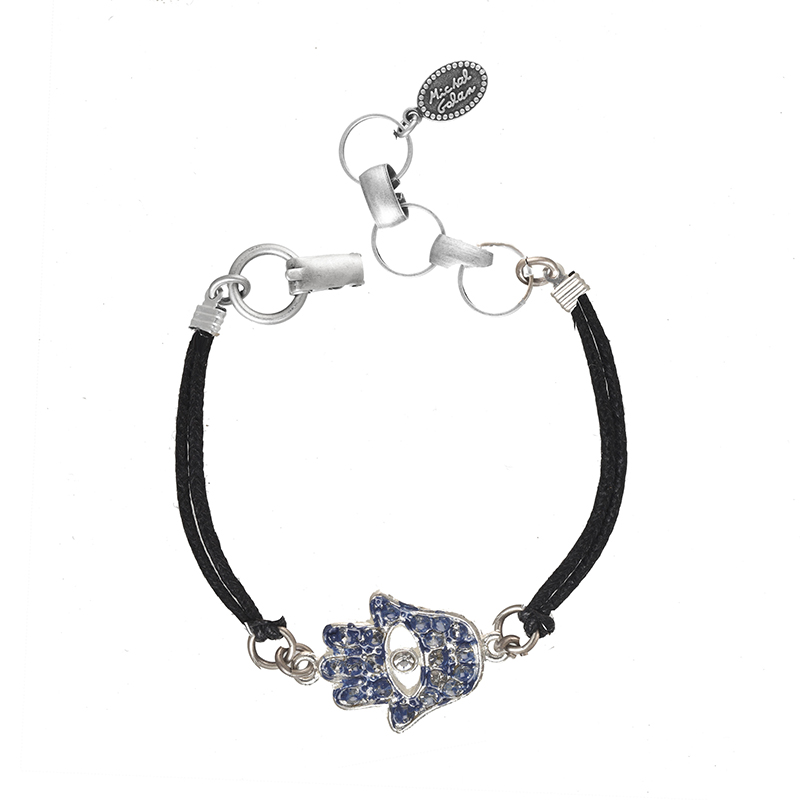 Dark Navy Crystal Hamsa Bracelet