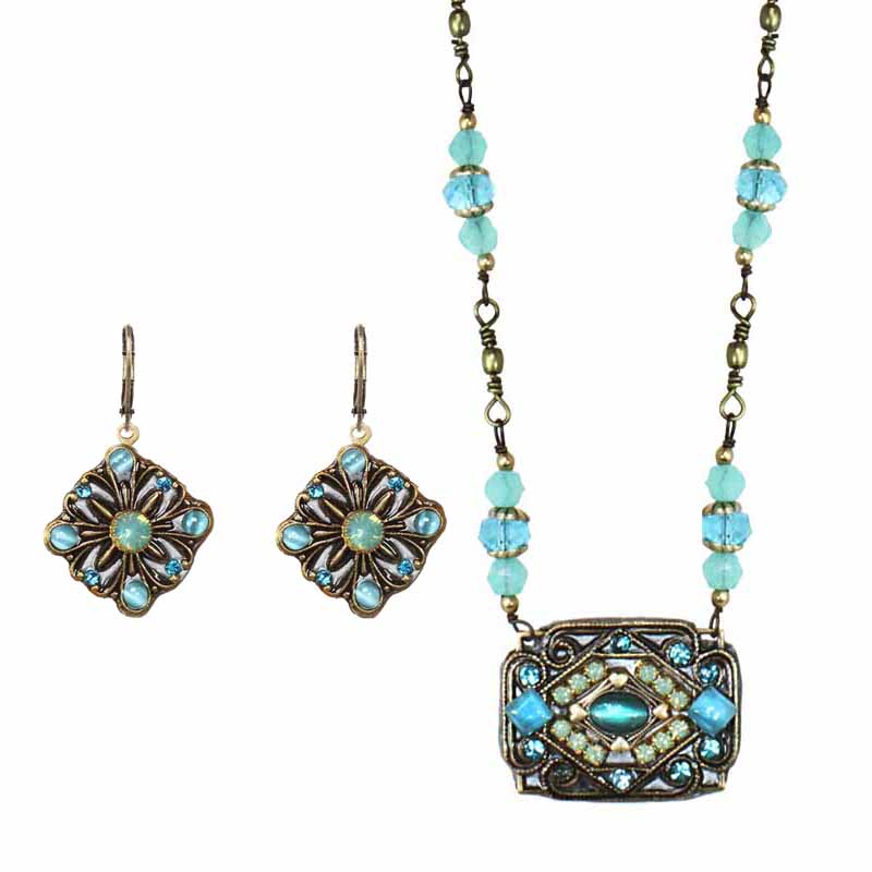 Atlantis Rectangle Necklace & Earrings Set
