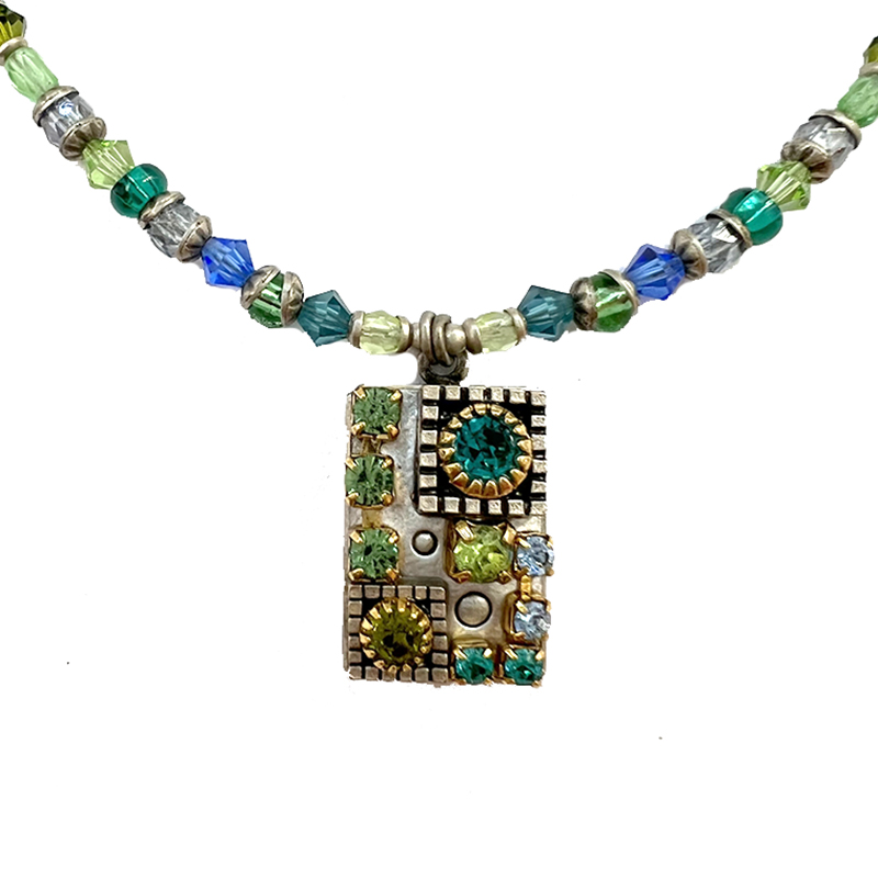 Green Rectangle Mosaic Necklace