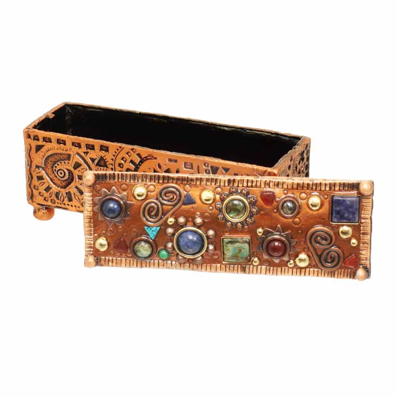 Copper Gemstone Rectangle Jewelry Box