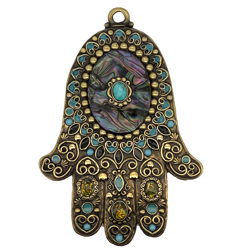 Blue Abalone Wall Hamsa