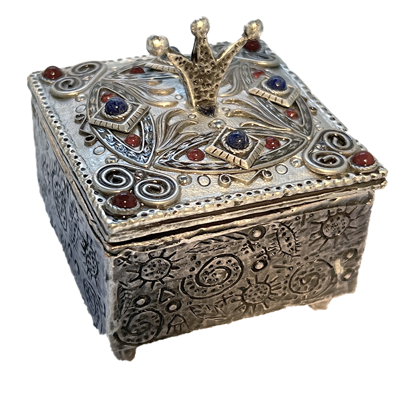 Silver Gemstone Crown Jewelry Box