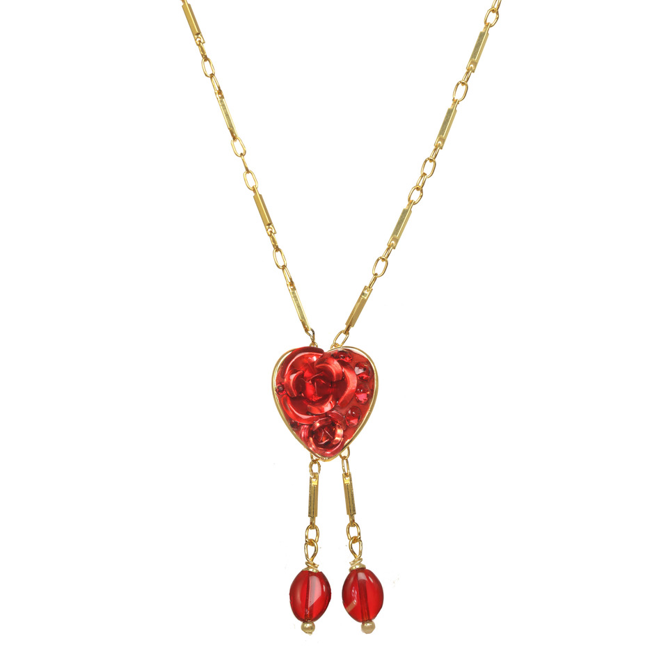 Red Rose Small Heart Necklace