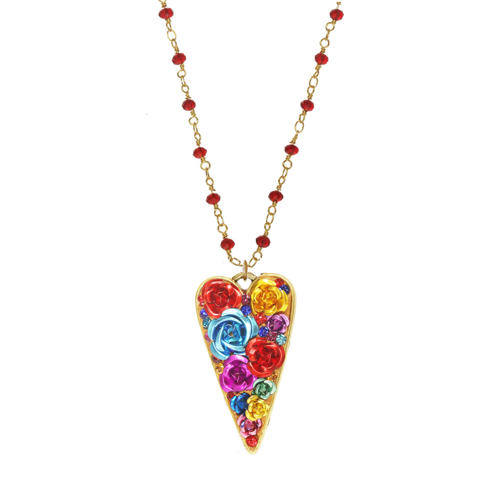 Multicolor Rose Heart Necklace