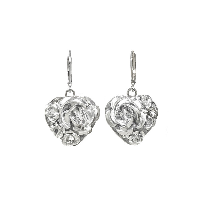 Silver Bouquet Heart Earrings