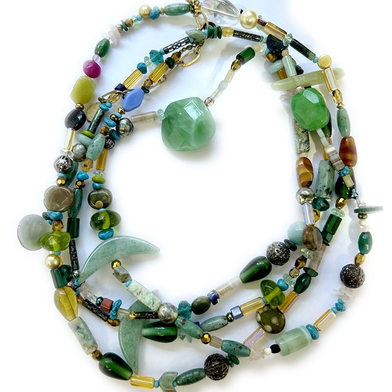 Green Gemstone Versatile Beaded Necklace