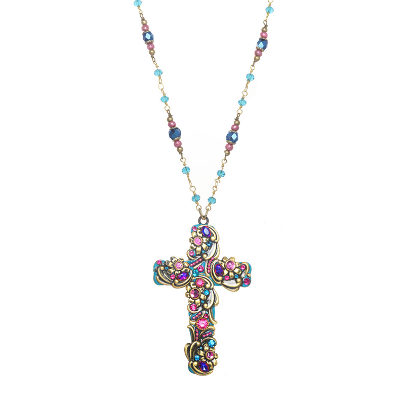 Teal Cross Necklace