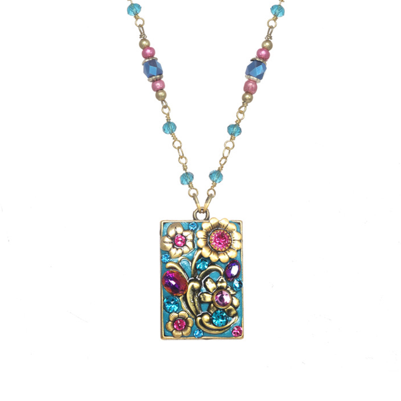 Teal Rectangle Necklace